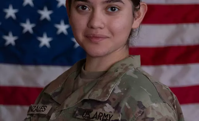 This undated image provided by the U.S. Army shows Pvt. Isabella Gonzales, 19, of Carrollton, Texas. (U.S. Army via AP)