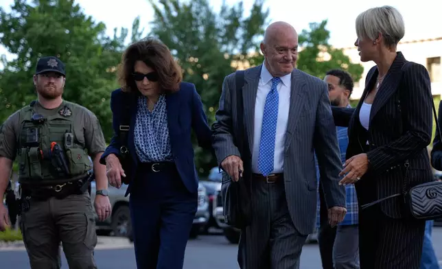 Charlie Kirk's parents, Robert and Kathryn Kirk, arrive at the Fourth District Courthouse for a hearing for Tyler Robinson, accused in the fatal shooting of Charlie Kirk, Monday, July 6, 2026, in Provo, Utah. (AP Photo/Marielle Scott)