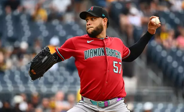 Arizona Diamondbacks pitcher Eduardo Rodriguez delivers in the second inning of a baseball game against the Pittsburgh Pirates in Pittsburgh, Wednesday, July 29, 2026. (AP Photo/Justin Berl)