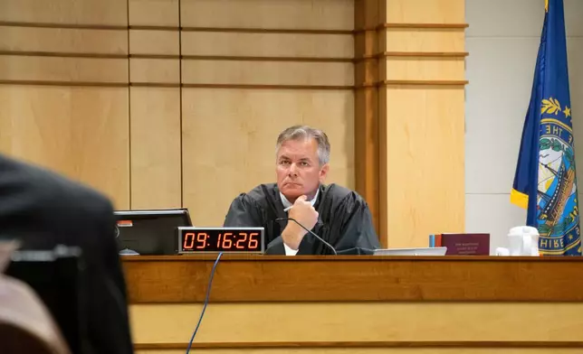 Merrimack Superior Court Judge James Kennedy listens during a hearing for Pamela Smart, who is serving life in prison for orchestrating the murder of her husband by her teenage student, at the Merrimack Superior Court in Concord, N.H., Monday, July 20, 2026. (Grace Chai/Seacoast Media via AP, Pool)