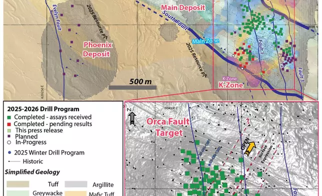 Figure 1: Drill Collar Location Map - 2025-2026 Drill Program. The figure illustrates the collar locations for all 7 drill holes reported in this news release, plus holes with assays pending. Section lines correspond to drill cross-sections presented in Figures 2, 3, and 4. Collar coordinates are summarized in Table 5.