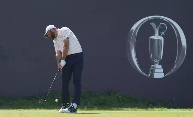 Scottie Scheffler of the United States plays off the 1st tee during the final day of the British Open Golf championships at Royal Birkdale golf club, in Southport, England, Sunday, July 19, 2026. (AP Photo/Jon Super)