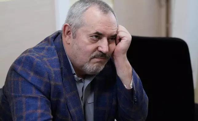 Russian politician Boris Nadezhdin, accused of displaying "extremist symbols," attends a court session in the town of Dolgoprudny outside Moscow, Russia, Friday, July 17, 2026. (AP Photo/Pavel Bednyakov)
