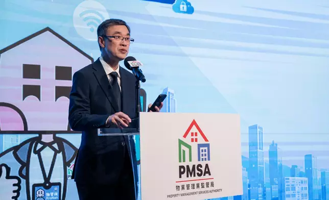 The Digital Policy Office (DPO) and the Property Management Services Authority (PMSA) jointly organised a Continuing Professional Development seminar yesterday (July 23) titled "Adoption of 'iAM Smart' Personal Code in the Property Management Industry: New Directions for Digital Transformation and Privacy Compliance". Photo shows the Assistant Commissioner (Data Applications) of the DPO, Mr Brian Sun, delivering welcoming remarks for the seminar. Source: HKSAR Government Press Releases