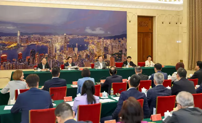 Director of Hong Kong and Macao Work Office of CPC Central Committee and Hong Kong and Macao Affairs Office of State Council Mr Xia Baolong holds discussion and exchanges views with all participants of LegCo National Affairs Study Visit Source: HKSAR Government Press Releases