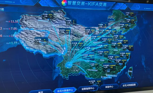 The screen showed that most flower transactions were concentrated in major cities such as Beijing, Shanghai, Guangzhou and Shenzhen. Photo by Bastille Post