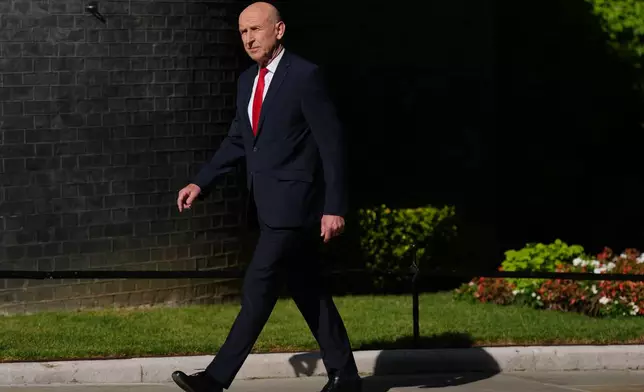 John Healey arrives for a cabinet meeting in London, Monday, July 20, 2026.(AP Photo/Kirsty Wigglesworth)