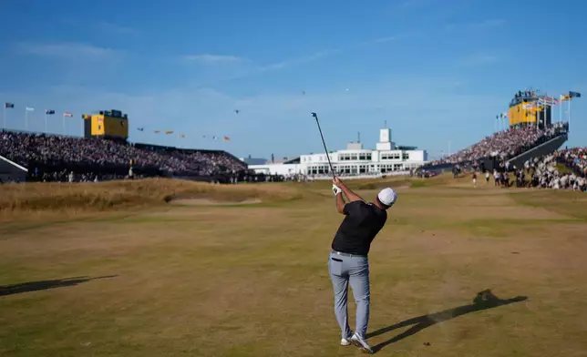 Ryan Fox of New Zealand plays a shot to the 18th green during the final day of the British Open Golf championships at Royal Birkdale golf club, in Southport, England, Sunday, July 19, 2026. (AP Photo/David Goldman)