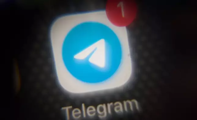 The app Telegram, a popular messenger app in Russia restricted by authorities, is shown on a smartphone in Moscow, Russia, Wednesday, July 29, 2026. (AP Photo)