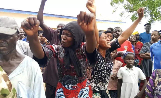 Parents of students at Lassa Day Secondary School protest following the abduction of their children after gunmen raided the school on Monday, in Askira-Uba area, northeastern Nigeria, Tuesday, June 30, 2026. (AP Photo)