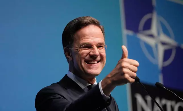 NATO Secretary General Mark Rutte speaks during a media conference at the International Media Center ahead of the NATO Summit in Ankara, Turkey, Monday, July 6, 2026. (AP Photo/Hussein Malla)