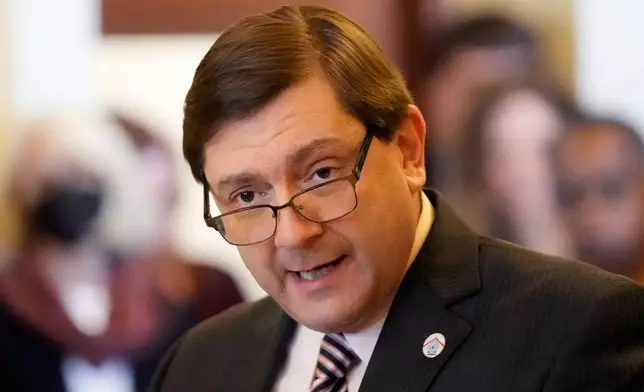 FILE - Senate President Troy Jackson speaks at a news conference, Jan. 17, 2023, in Augusta, Maine. (AP Photo/Robert F. Bukaty, File)