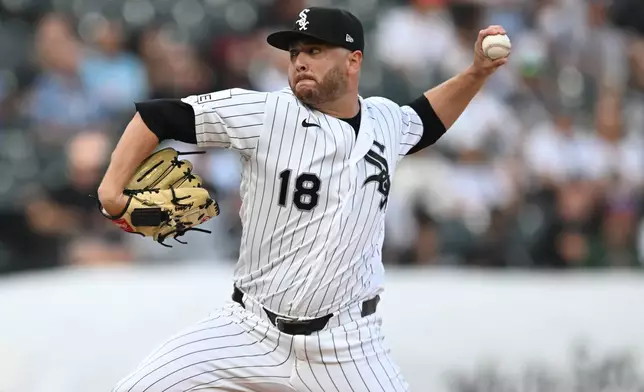 Chicago White Sox starter Anthony Kay delivers a pitch during the first inning of a baseball game against the New York Yankees in Chicago, Tuesday, July 28, 2026. (AP Photo/Paul Beaty)