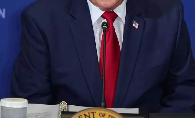 President Donald Trump speaks at the United States Army War College in Carlisle, Pa., during the Pennsylvania Defense and Innovation Summit, Wednesday, July 15, 2026. (AP Photo/Matt Rourke)