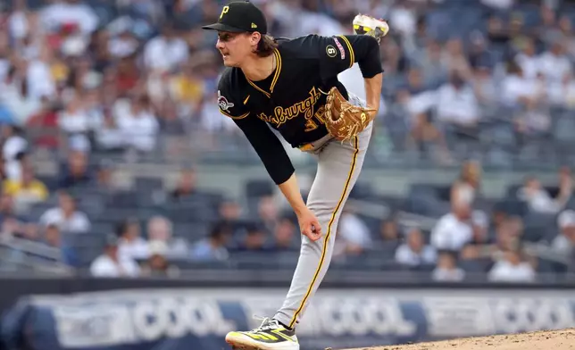 Pittsburgh Pirates pitcher Bubba Chandler delivers in the first inning during the second baseball game of a doubleheader against the New York Yankees, Wednesday, July 22, 2026, in New York. (AP Photo/Adam Hunger)