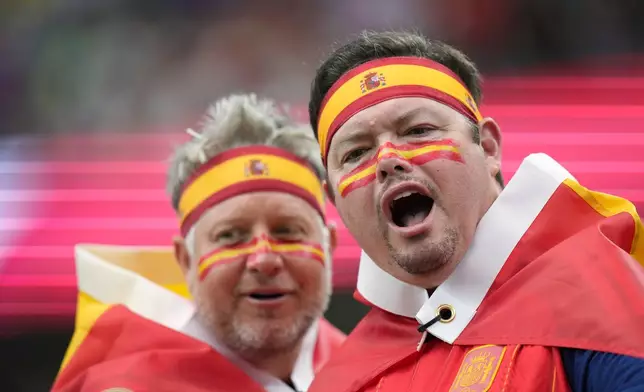 Fans wait in the stands prior to the World Cup semifinal soccer match between France and Spain in Arlington, Texas, near Dallas, Tuesday, July 14, 2026. (AP Photo/Eric Gay)
