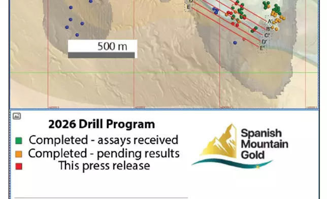 Figure 1: Drill Collar Location Map. The figure illustrates the collar locations for 10 drill holes reported in this news release. Section lines correspond to cross-sections presented in Figures 2 to 6. Collar coordinates are summarized in Table 2.