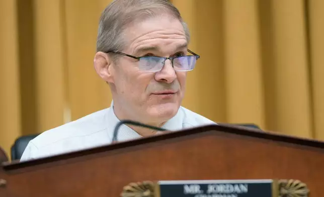 FILE - Rep. Jim Jordan, R-Ohio, speaks before the House Judiciary Committee at the Capitol in Washington, Thursday, Jan. 22, 2026. (AP Photo/Mark Schiefelbein, File)