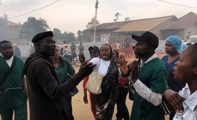 Health workers involved in Congo's Ebola response go on strike as they protest over payment issues in Bunia, Congo, Wednesday, July 15, 2026. (AP Photo/Constant Same Bagalwa)