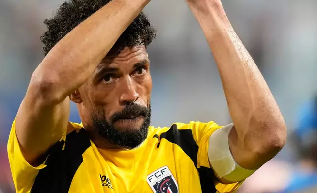 Cape Verde goalkeeper Vozinha reacts after the World Cup round of 32 soccer match against Argentina in Miami Gardens, Fla., Friday, July 3, 2026. (AP Photo/Rebecca Blackwell)