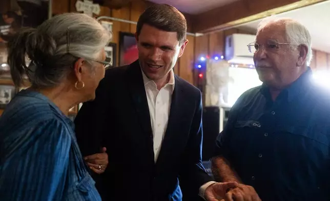Democratic Senate candidate James Talarico greets voters at a rally on Monday, July 13, 2026, in Del Rio, Texas. (AP Photo/Brenda Bazán)