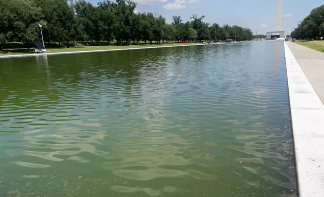 The Lincoln Memorial Reflecting Pool is seen, Monday, June 29, 2026, in Washington. (AP Photo/Mark Schiefelbein)