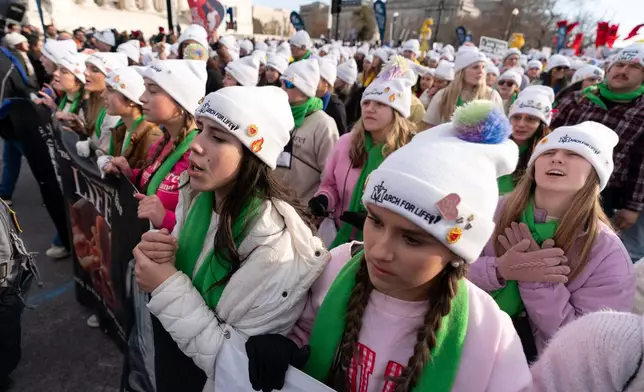 FILE - Anti-abortion activists rally outside of the U.S. Supreme Court during the March for Life in Washington, Jan. 23, 2026. (AP Photo/Jose Luis Magana, File)