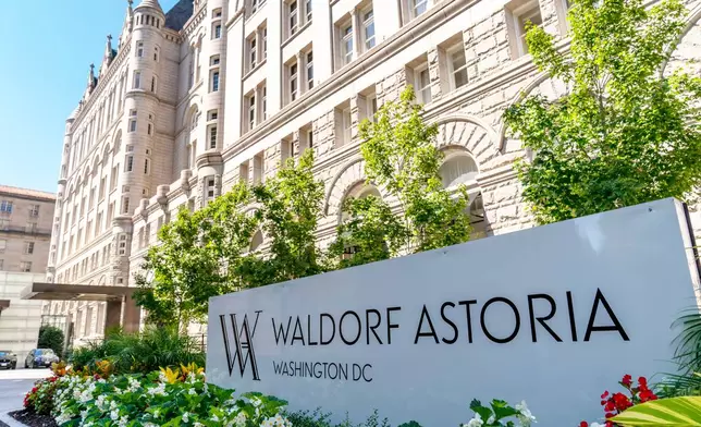 FILE - The Waldorf Astoria is pictured in the Old Post Office building, Aug. 18, 2022, in Washington. (AP Photo/Andrew Harnik, File)