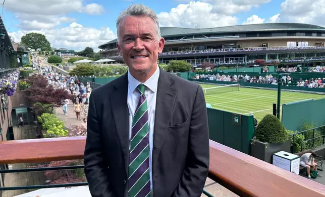 Neil Stubley, All England Club head of courts and horticulture at the Wimbledon Tennis Championships poses for a photographer in London, Wednesday, July 1, 2026.(AP Photo/Andrew Dampf)