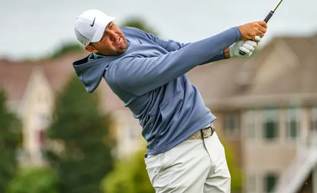 Scottie Scheffler plays a shot during a practice round at the 3M Open golf tournament, Wednesday, July 22, 2026, in Blaine, Minn. (Justin Enriquez/Minnesota Star Tribune via AP)
