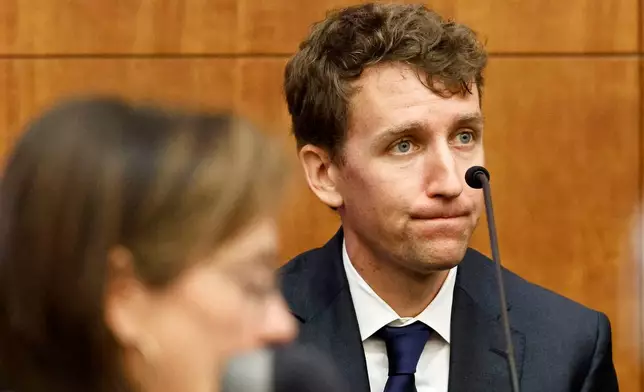 Patrick Clancy, the father of Cora, Dawson and Callan Clancy testifies for the prosecution against his ex wife Lindsay Clancy at Plymouth Superior Court in Plymouth, Mass., Monday, July 27, 2026. (Greg Derr/The Patriot Ledger via AP, Pool)