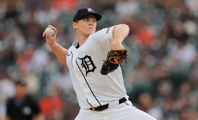 Detroit Tigers pitcher Troy Melton throws against the Baltimore Orioles during the first inning of a baseball game Tuesday, July 28, 2026, in Detroit. (AP Photo/Paul Sancya)