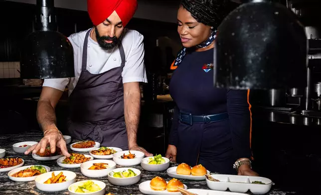 Crown Shy's Executive Chef Jassimran Singh with JetBlue crewmember. Photo courtesy of JetBlue.