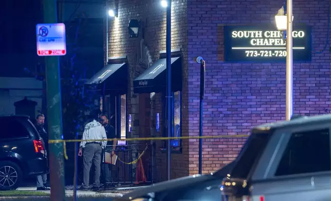 Chicago police investigate South Chicago Chapel after authorities discovered dozens of decomposing bodies in the funeral home's basement on Thursday, Aug. 6, 2026. (Tyler Pasciak LaRiviere/Chicago Sun-Times via AP)