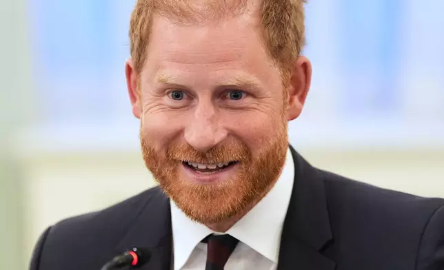 Britain's Prince Harry, the Duke of Sussex, speaks at a roundtable about support for veterans, Wednesday, Aug. 19, 2026, in Washington. (AP Photo/Alex Brandon)