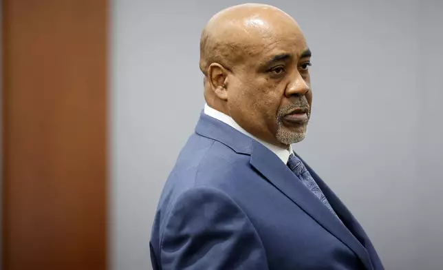 Duane Davis looks on during his trial, related to the 1996 killing of rapper Tupac Shakur, in Clark County District Court at the Regional Justice Center in Las Vegas, on Wednesday, Aug. 26, 2026. (Caroline Brehman/Pool Photo via AP)