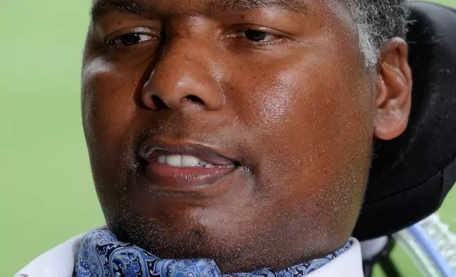 O.J. Brigance, former NFL linebacker and current director of player development for the Baltimore Ravens, sits at the football team's practice facility in Owings Mills, Md., Sept. 5, 2012. (AP Photo/Steve Ruark, File)