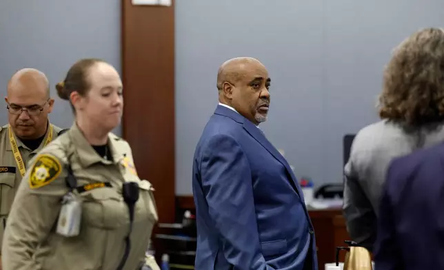 Duane Davis arrives for his trial, related to the 1996 killing of rapper Tupac Shakur, in Clark County District Court at the Regional Justice Center in Las Vegas, on Wednesday, Aug. 26, 2026. (Caroline Brehman/Pool Photo via AP)
