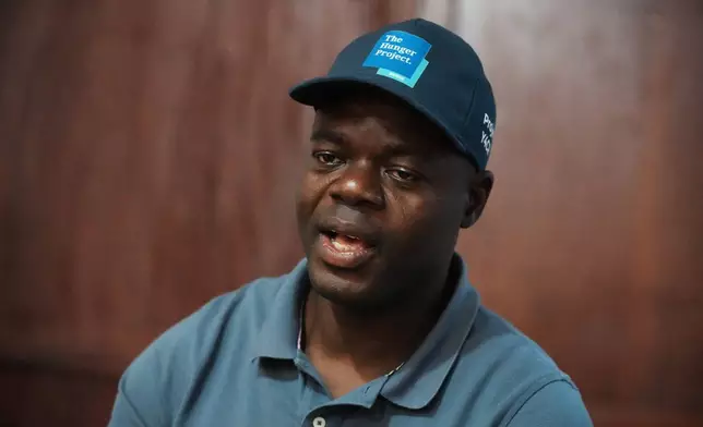 Rolland Essou, who helps look after northern Benin for The Hunger Project, is interviewed by The Associated press, in Cotonou, Benin, Tuesday, May. 19, 2026. (AP Photo/Sunday Alamba)
