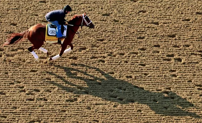FILE - Jockey Robby Albarado takes Dean's Kitten for a workout in preparation for the 136th Kentucky Derby at Churchill Downs on April 29, 2010, in Louisville, Ky. (AP Photo/Charlie Riedel, File)