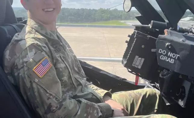 This undated photo provided by the U.S. Army on Friday, Aug. 14, 2026, shows Warrant Officer Seth L. Olmstead. (U.S. Army via AP)