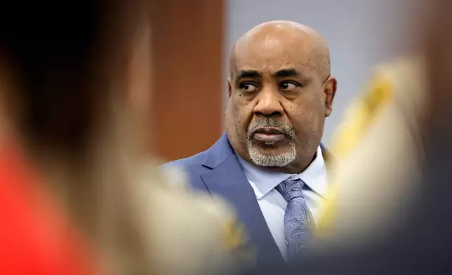 Duane Davis appears in court during his murder trial, related to the 1996 killing of rapper Tupac Shakur, at Clark County District Court Regional Justice Center in Las Vegas, Monday, Aug. 17, 2026. (Steve Marcus/Pool Photo via AP)