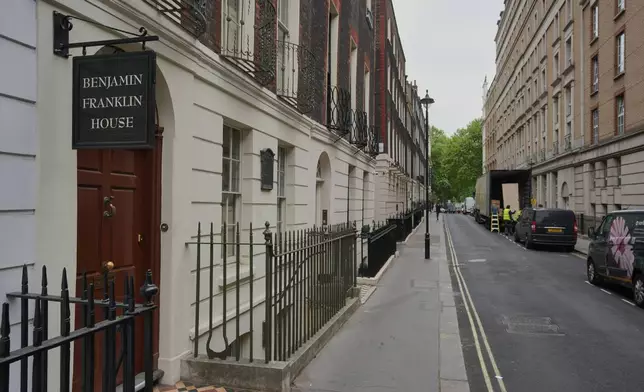 The Benjamin Franklin House is pictured in central London, Monday, May 11, 2026. (AP Photo/Kin Cheung)