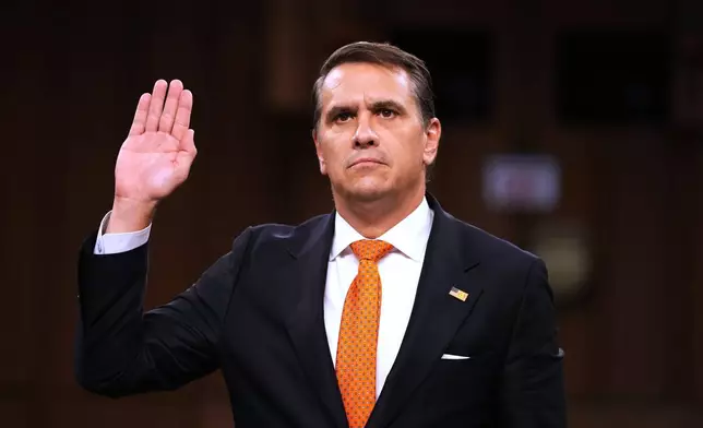 FILE - Acting Attorney General Todd Blanche is sworn in as he appears before the Senate Judiciary Committee on Capitol Hill in Washington, July 15, 2026. (AP Photo/Mark Schiefelbein, File)