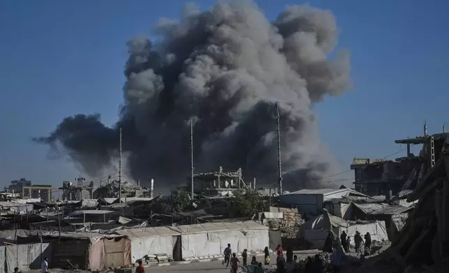 Smoke rises following an Israeli military strike in Gaza City, Monday, Aug. 24, 2026. (AP Photo/Jehad Alshrafi)