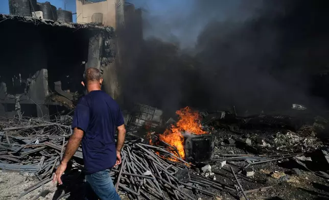 Palestinians inspect the rubble of a building destroyed in an Israeli airstrike in Gaza City, Monday, Aug. 24, 2026. (AP Photo/Jehad Alshrafi)