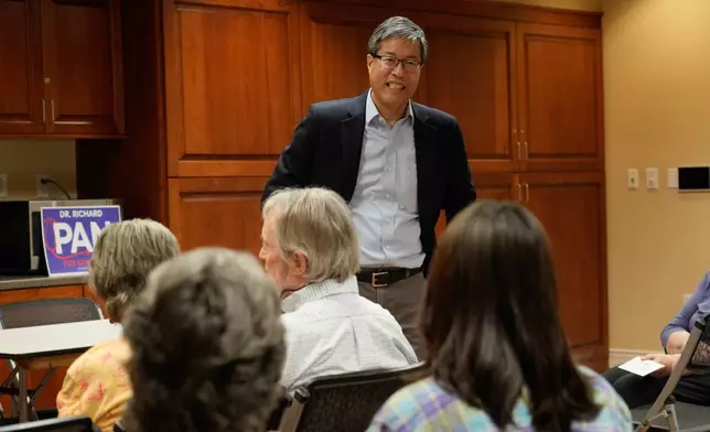 Richard Pan, the Democratic candidate for the California 6th District seat in the House of Representatives in the Nov. 3 election, appears at a campaign event, in Roseville, Calif., Thursday, Aug. 6, 2026. (AP Photo/Rich Pedroncelli)