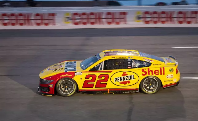 Team Penske driver Joey Logano (22) enters turn four during Cook Out 400 at Richmond Raceway, Saturday, Aug. 15, 2026, in Richmond Va. (AP Photo/Robert Simmons)