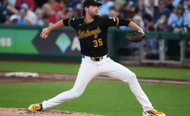 Pittsburgh Pirates pitcher Braxton Ashcraft delivers during the first inning of a baseball game against the Detroit Tigers in Pittsburgh, Tuesday, Aug. 18, 2026. (AP Photo/Gene J. Puskar)