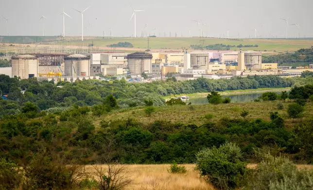 Cernavoda Nuclear Power Plant, which had to close one of it's reactors due to extremely low water levels on the Danube River, is seen in Cernavoda, Romania, Monday, Aug. 3 2026. (AP Photo/ Andreea Alexandru)